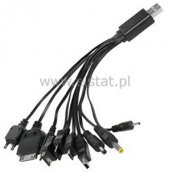 Adapter USB z końcówkami 10w1 ( na kablu 15cm )
