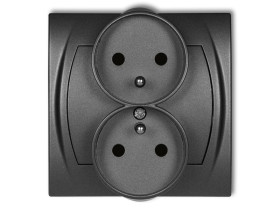 LOGO Gniazdo podwójne do ramki poziomej z uziemieniem (przesłony torów prądowych) grafitowy 11LGPR-2zp KARLIK