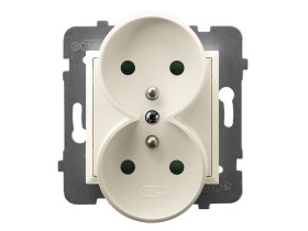 ARIA Gniazdo podwójne z uziemieniem z przesłonami torów prądowych moduł bez ramki ecru GP-2URZP/m/27 OSPEL