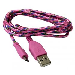 Kabel USB A - micro-USB B, 1m, jasno-różowy oplot