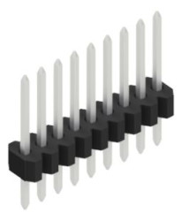 Pin header, 9 pole, pitch 1.27 mm, straight, black, 10060390
