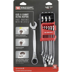 Facom 467BR.JP10PB Ratcheting Crowfoot Wrench Set 10pieces 8-19mm Metric