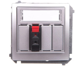 Simon Basic Gniazdo głośnikowe 1-krotne z polem opisowym srebrny mat BMGL31.01/43