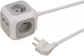 Listwa zasilająca z USB 4 gniazda, 1,4m H05VV-F3G1,5 *FR/BE* ALEA-Power 1150101