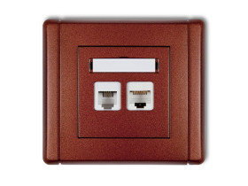 FLEXI Gniazdo telefoniczne 1xRJ11 + komputerowe pojedyncze 1xRJ45 kat.5e 8-stykowe beznarzędziowe brązowy metalik 9FGTK KARLIK