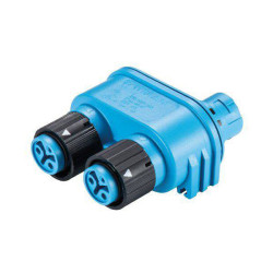 Wieland 46.030.1254.9 RST MINI Bullet Connector Splitter 2 Pins Light Blue