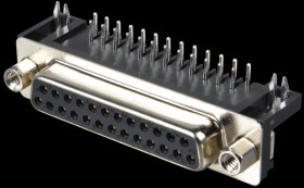 D-SUB socket, 25-pin, angled, RM 7.2