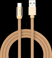 8499 Sync &amp; charging, USB A -&gt; USB C, 1,0m, cotton, gold