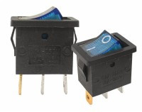 MK1025B Przełącznik jednobiegunowy, 220V, przycisk niebieski, podświetlany ON-OFF [SPST] otwór montażowy: 13x19.4mm