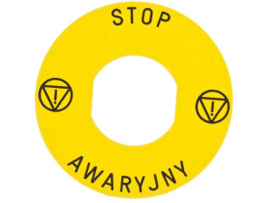 Tabliczka opisowa żółta okrągła fi60 STOP AWARYJNY ZBY9PL30