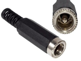 Gniazdo zasilające 2,5/5,5 na kabel z odgiętką