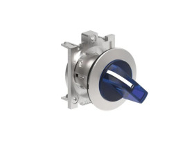 Metalowy przełącznik płaski podświetlany 2 pozycyjny 0-1 z samopowrotem fi 30mm pokrętło krótkie Niebieski LPFSL1216