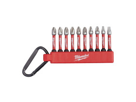 Zestaw bitów udarowych Shockwave do śrub Phillips, Pozidriv i Torx, PH2, PZ2, TX20 - TX25 (10 szt.) + karabińczyk 4932492939 MIL