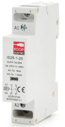Stycznik modułowy 25-20 25A 2NO 230V 1P 1-FAZ IS25-1-20