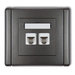 FLEXI Gniazdo telefoniczne podwójne 2xRJ11, 4-stykowe, beznarzędziowe grafitowy 11FGT-2