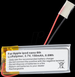 150 mAh, Li-Pol for APPLE iPod Nano 6G