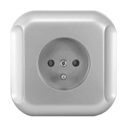 TOPAZ Gniazdo pojedyncze podtynkowe z uziemieniem GPt-16t srebrne