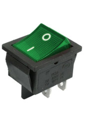 Przełącznik kołyskowy RS201-6C3G 15A 250V on-off zielony (KCD4)