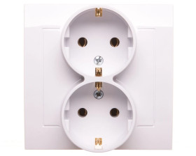KIER Gniazdo podwójne b/u Schuko białe GP-2WS/00