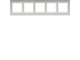 BERKER B.7 Ramka 5 pięciokrotna pozioma stal szlachetna/biały mat 10253609 HAGER