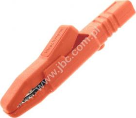 AK 2 S RT Krokodylek izolowany, gniazdo 4mm+wkręt, rozwarcie szczęk 9,5mm, czerwony, Hirschmann, 932146101, AK2SRT