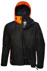 Kurtka zimowa, XL, Czarny, pomarańczowy
