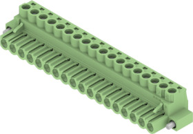 Socket header, 18 pole, pitch 5.08 mm, straight, green, 1477300000