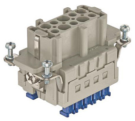 Wkładka złącza dużej mocy 10-pinowe HARTING 16A 10P Żeński Zacisk klatkowy Montaż na panelu Proste
