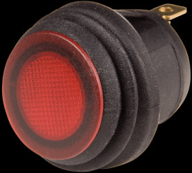 WS R13-112B8W-02BR0A-N2 Rocker switch, round, IP65, 1x ON - OFF, black/red