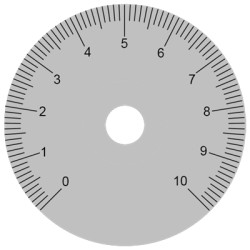 Scale disc, Ø 40 mm, 0-10, 270°, for shafts to 10 mm, 060.23.010