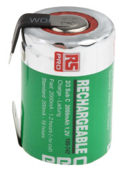 Akumulator 1.2V 2Ah 2/3 SC NiMH RS PRO Etykiety