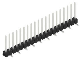 Pin header, 20 pole, pitch 2.54 mm, angled, black, 10047846