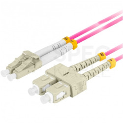 Patchcord światłowodowy MM LC/UPC-SC/UPC duplex 3mm OM4 magenta 5m LANBERG