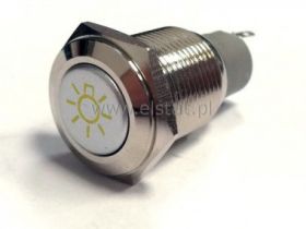 Przycisk stabilny 16mm płaski żółta ŻARÓWKA 2A