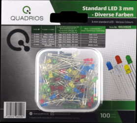 1802O029 LED 3 mm - 3 mm LEDs, 20 pieces each in various colors