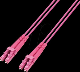 61555D-7,5M4 FO cable, LC / LC duplex 50/125µ, OM4, violet, 7.5m