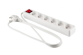 Przedłużacz z wyłącznikiem 6-gniazd z/u 1,5m /H05VV-F 3G1/ biały PM-ZW-6G-15