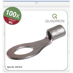 Quadrios 23C514 Ring Terminal 6mm² 8.5mm Hole Non-Insulated 100pcs