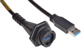 Kabel USB Złącze A USB A Złącze B USB A dł. 800mm Przewód przedłużający USB USB 3.0 kolor: Czarny