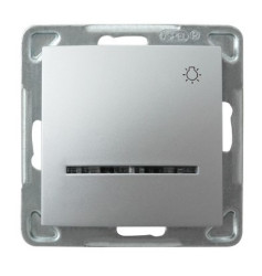 IMPRESJA Łącznik zwierny "światło" z podświetleniem niebieskim srebrny ŁP-5YS/m/18