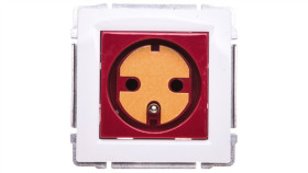 Kos66 Gniazdo Pojedyncze Z/U Data Z Kluczem Uprawniającym Czerwone/Białe 660443