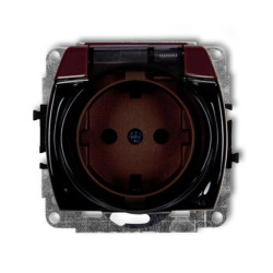 TREND Gniazdo bryzgoszczelne z/u SCHUKO (klapka dymna) brązowy 4GPB-1sdp