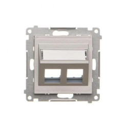 Simon 55 Pokrywa gniazd teleinformatycznych na Keystone skośna podwójna z polem opisowym (moduł) Aluminium mat TKP2S.01/143