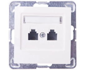 IMPRESJA Gniazdo telefoniczne podwójne RJ11 równoległe ecru GPT-2YR/m/27