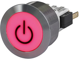 Vandal-proof pushbutton, 1 pole, white, illuminated  (blue), 100 mA/30 VDC, mounting Ø 22 mm, 22.1 mm, IP66/IP67, 3-147-561