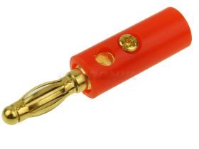 Wtyk banan złoty czerwony skręcany