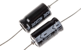 Kondensator 10μF 100V dc Osiowy, Otwór przelotowy RS PRO 8 (Dia.) x 16mm