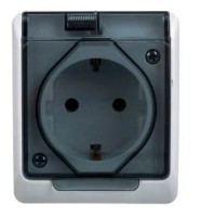 GAC250GE-NTHX1 Gniazdo 230V - standard niemiecki (schuko) - 3 biegunowe 16A, 230V natynkowe, hermetyczne, pojedyncze