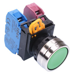 YW4B-A1E11G Green 22mm Metal Bezel Maintained Push Button Switch 1NO-1NC IP65 IDEC