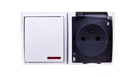 Fala Łącznik Hermetyczny Pojedynczy Z Podświetleniem + Gniazdo Z/U Klapka...